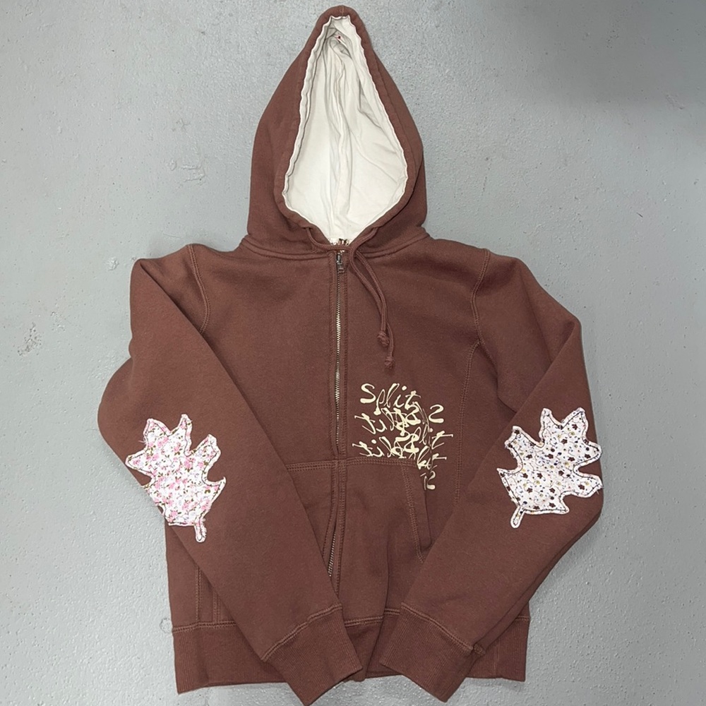 Brown embellished hoodie